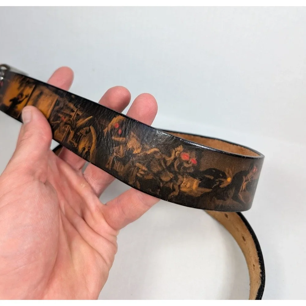 Jon Wye Belt Zombies in the Wild West Western Mens Size 38(?) Leather USA Made